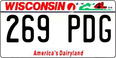 WI license plate 269PDG