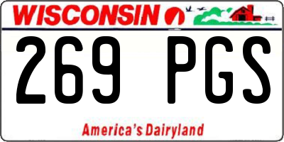 WI license plate 269PGS