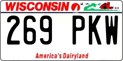 WI license plate 269PKW