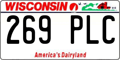 WI license plate 269PLC
