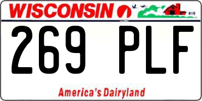 WI license plate 269PLF