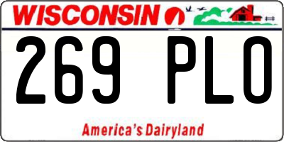 WI license plate 269PLO