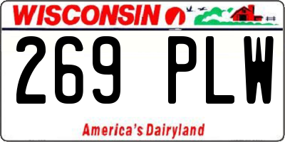 WI license plate 269PLW