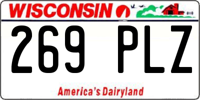 WI license plate 269PLZ
