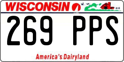 WI license plate 269PPS
