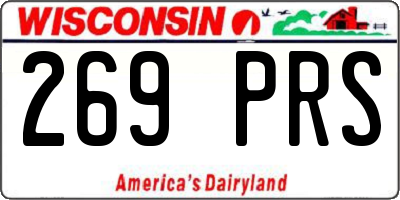 WI license plate 269PRS