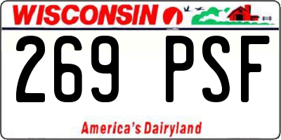 WI license plate 269PSF