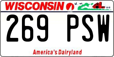 WI license plate 269PSW