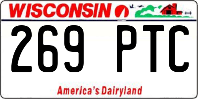 WI license plate 269PTC