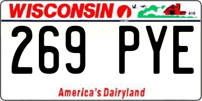 WI license plate 269PYE