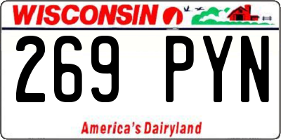 WI license plate 269PYN