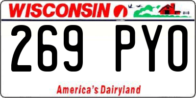 WI license plate 269PYO