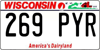 WI license plate 269PYR