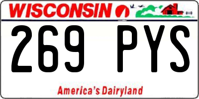 WI license plate 269PYS