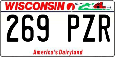 WI license plate 269PZR