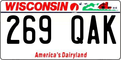 WI license plate 269QAK