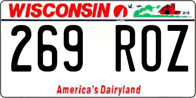 WI license plate 269ROZ