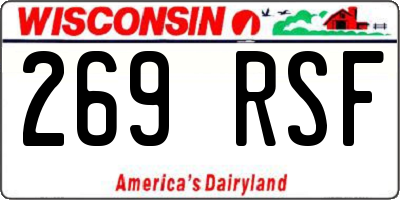 WI license plate 269RSF