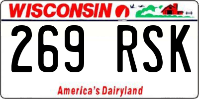 WI license plate 269RSK