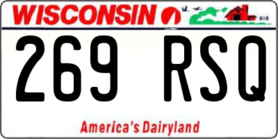 WI license plate 269RSQ