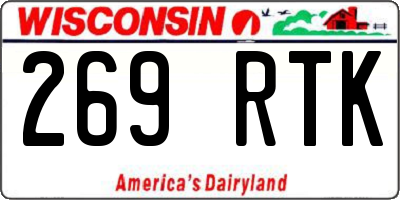 WI license plate 269RTK