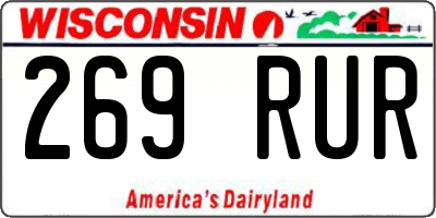 WI license plate 269RUR