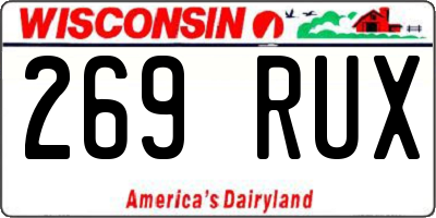 WI license plate 269RUX