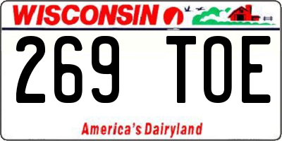 WI license plate 269TOE