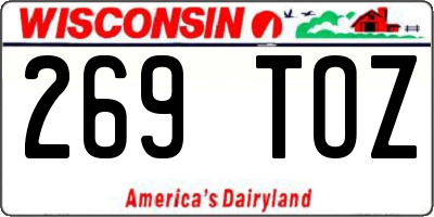 WI license plate 269TOZ