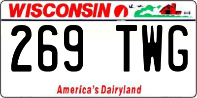 WI license plate 269TWG