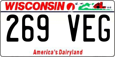 WI license plate 269VEG