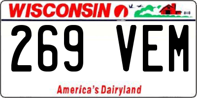 WI license plate 269VEM