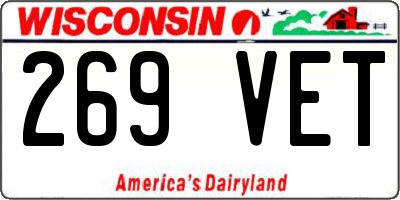 WI license plate 269VET