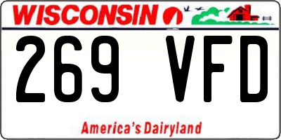 WI license plate 269VFD