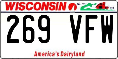 WI license plate 269VFW