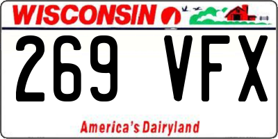 WI license plate 269VFX