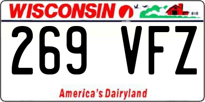 WI license plate 269VFZ