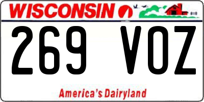 WI license plate 269VOZ
