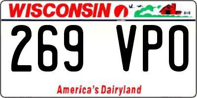 WI license plate 269VPO