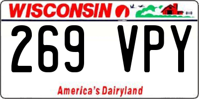 WI license plate 269VPY