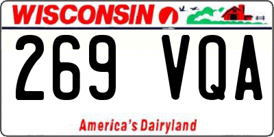 WI license plate 269VQA