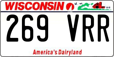 WI license plate 269VRR