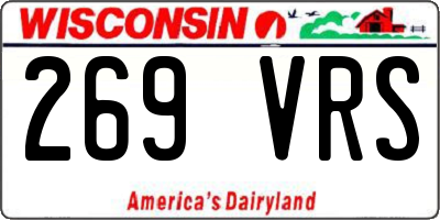 WI license plate 269VRS