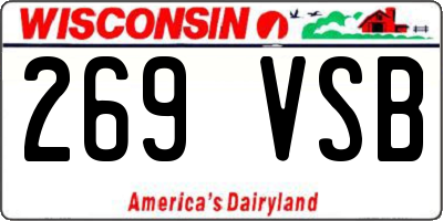 WI license plate 269VSB