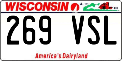 WI license plate 269VSL