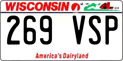WI license plate 269VSP