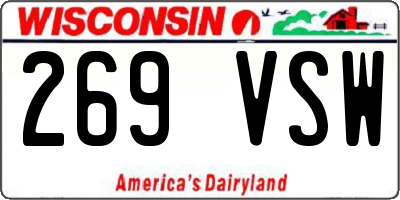 WI license plate 269VSW
