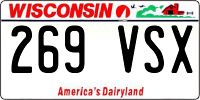 WI license plate 269VSX