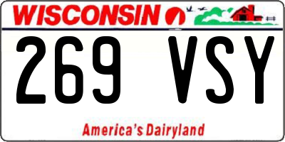 WI license plate 269VSY