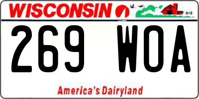 WI license plate 269WOA